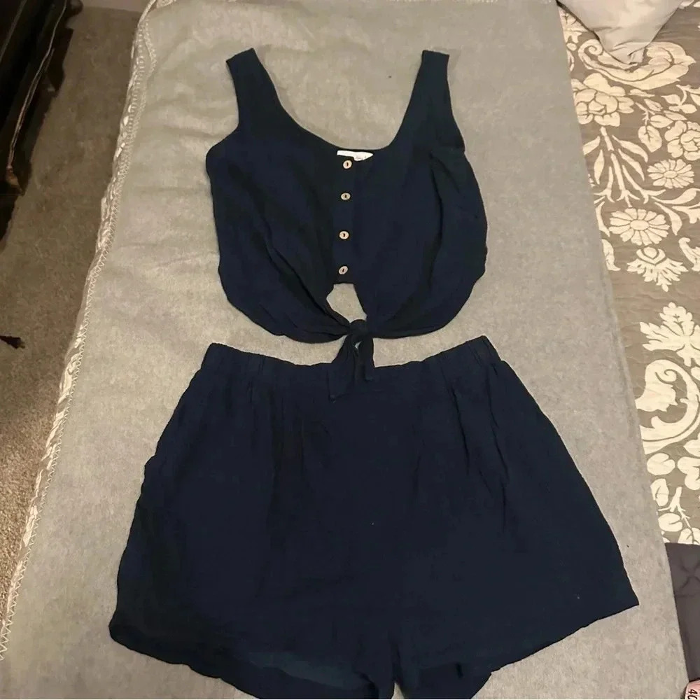 Honey Belle navy two piece tank and short set size M